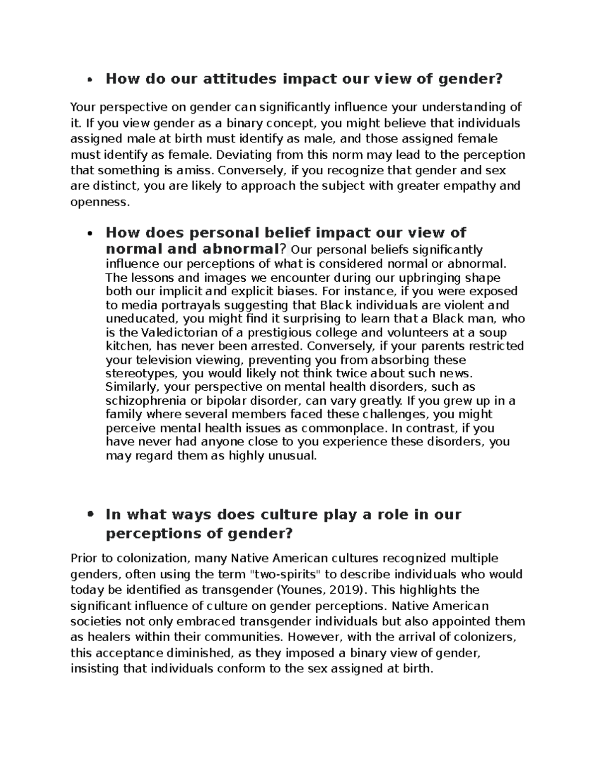 Discussion 4: Attitudes and Cultural Impact on Gender Perception ...