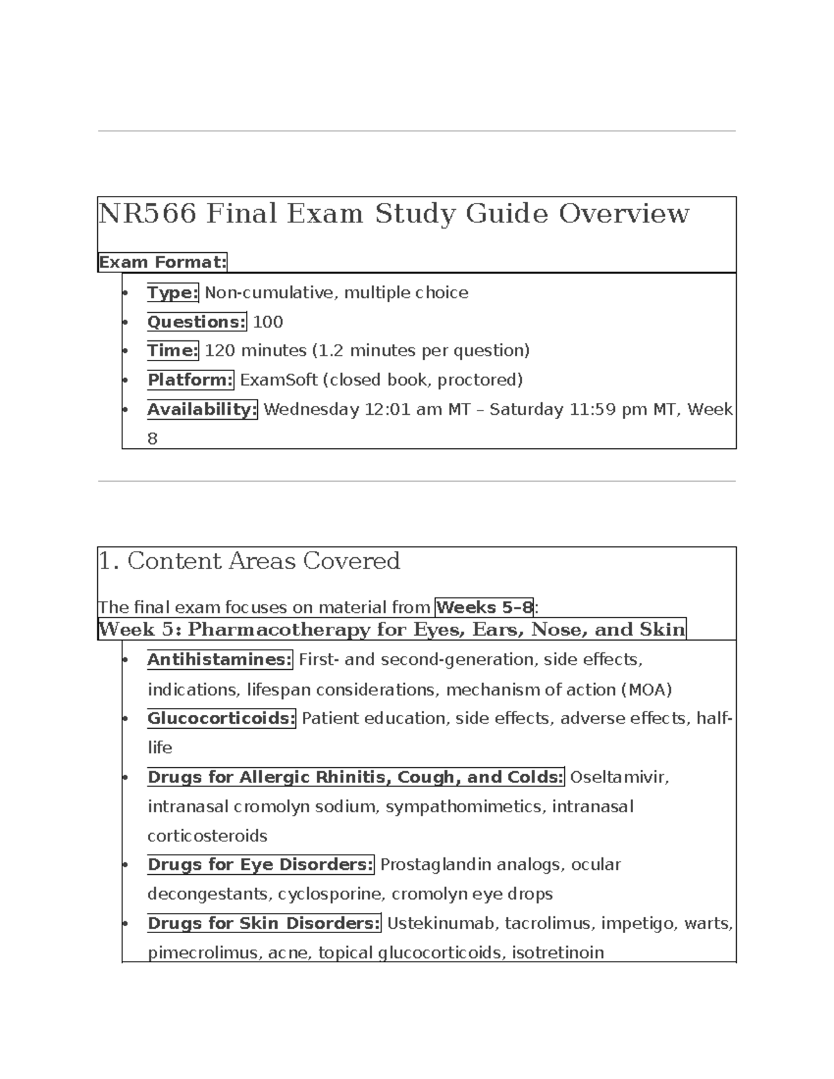 NR566 Final Exam Study Guide: Key Concepts & Practice Questions - Studocu