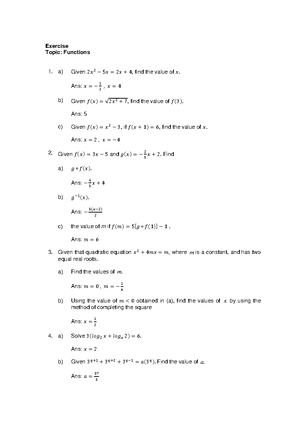 Exercise 3 Topic 3 and 4 - EXERCISE TOPIC 3: INEQUALITIES & TOPIC 4 ...