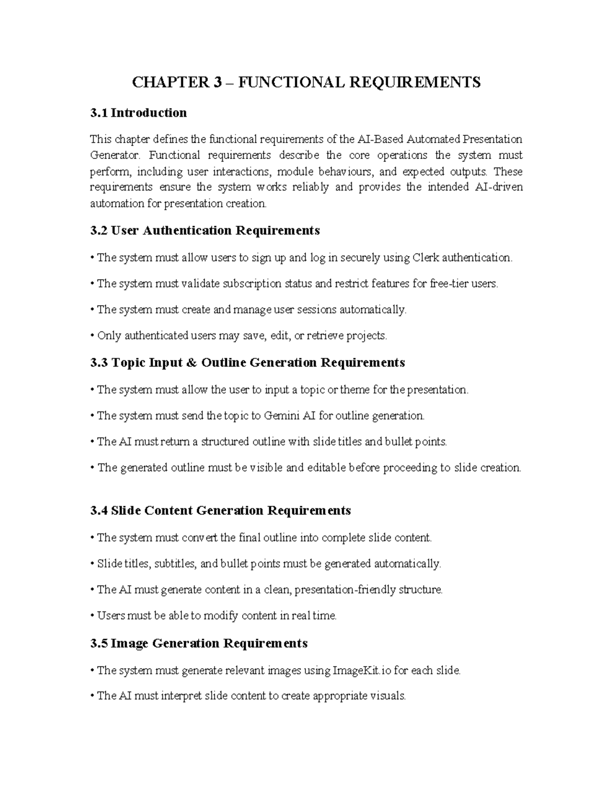 CHAPTER 3: FUNCTIONAL REQS FOR AUTOMATED PRESENTATION GENERATOR - Studocu