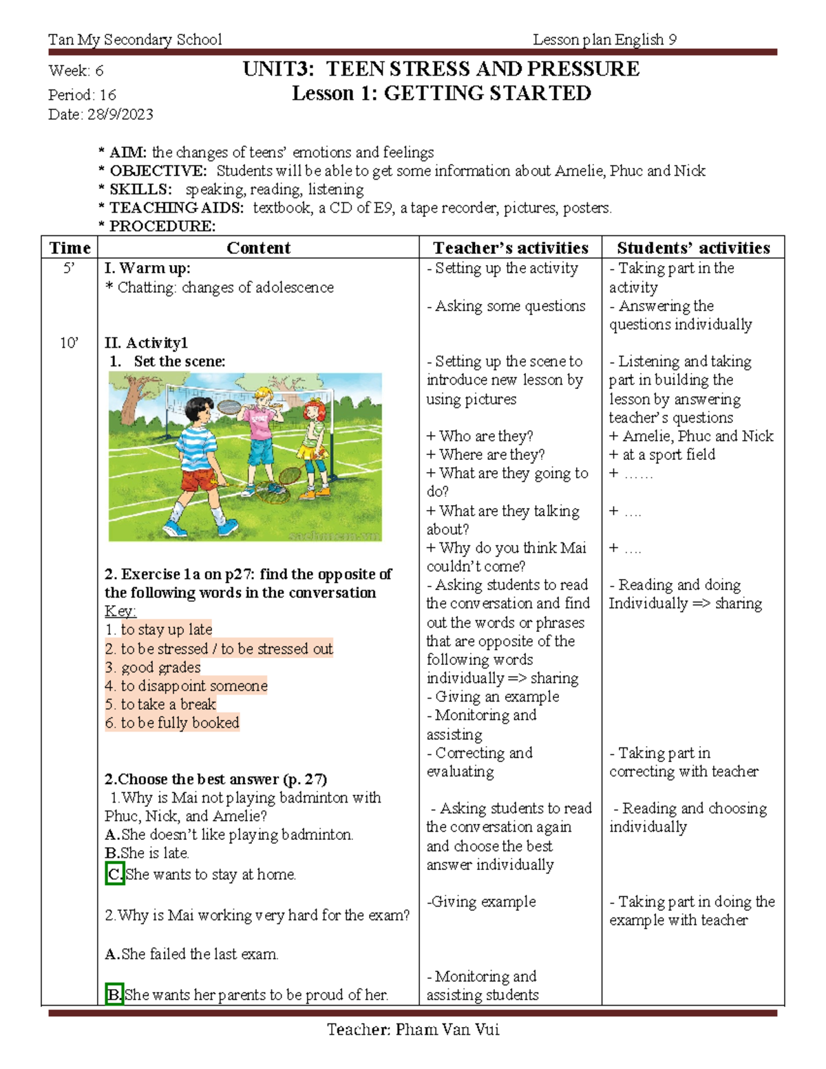 Unit 3 - Teen Stress and Pressure: Comprehensive Lesson Overview - Studocu