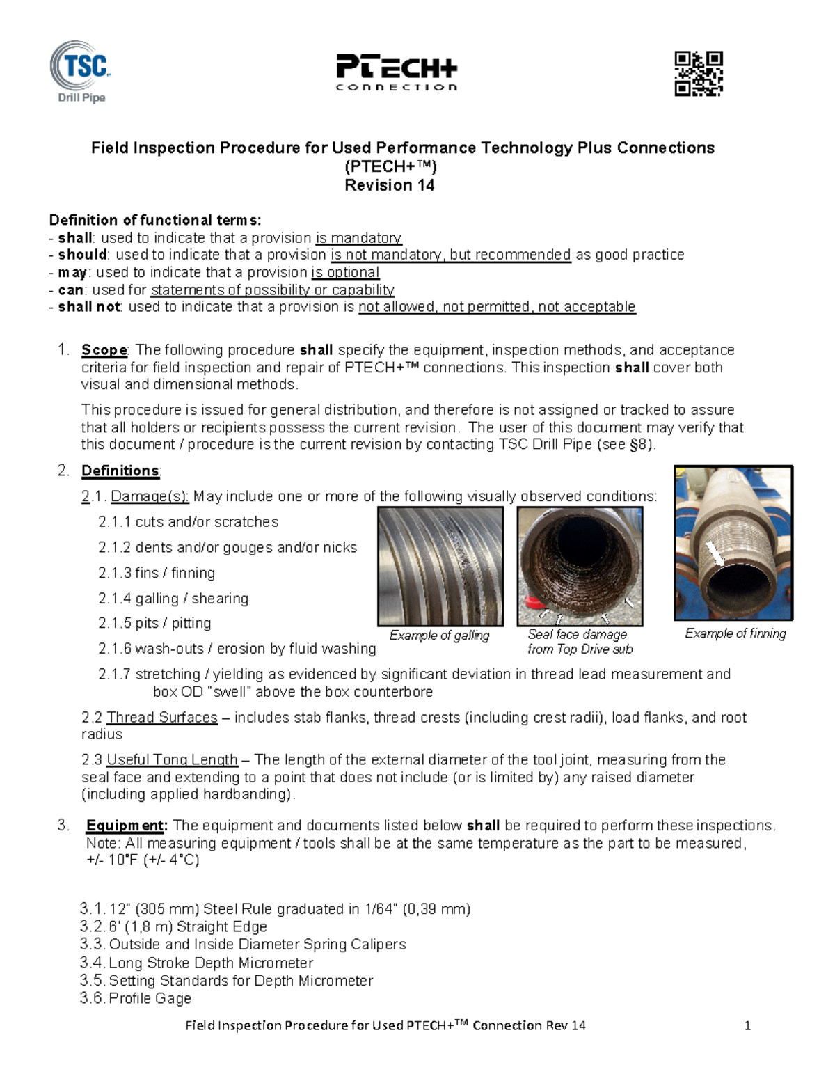 PTECH+™ Field Inspection Procedure Rev14 - Effective June 10, 2024 ...