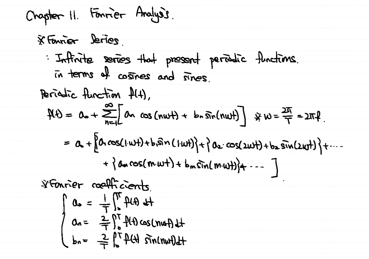 공업수학2 231206 - Chapter 11: Fourier Series Analysis Notes - Studocu