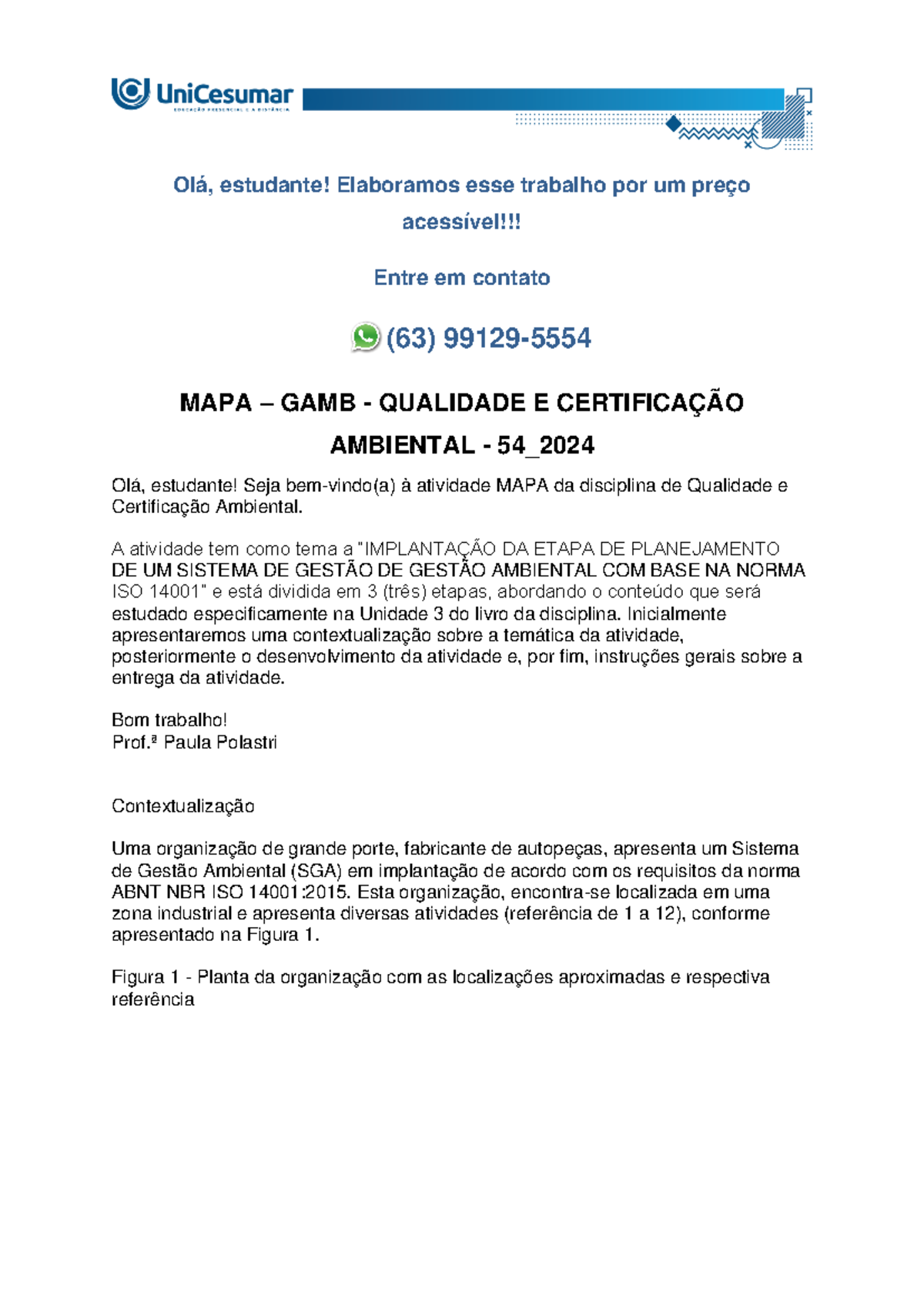 MAPA - GAMB - IMPLANTAÇÃO DO SGA BASEADO NA ABNT NBR ISO 14001:2015 ...