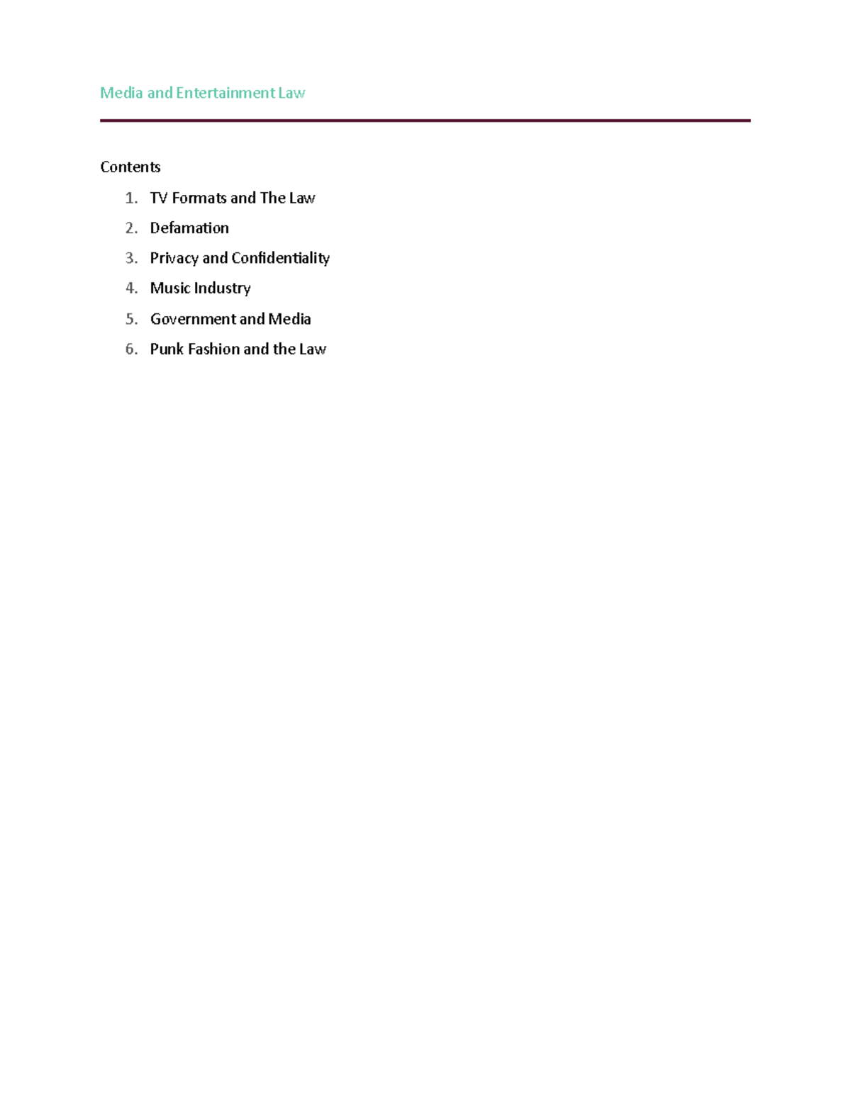 Media and Entertainment Law: TV Formats and Copyright Protection - Studocu
