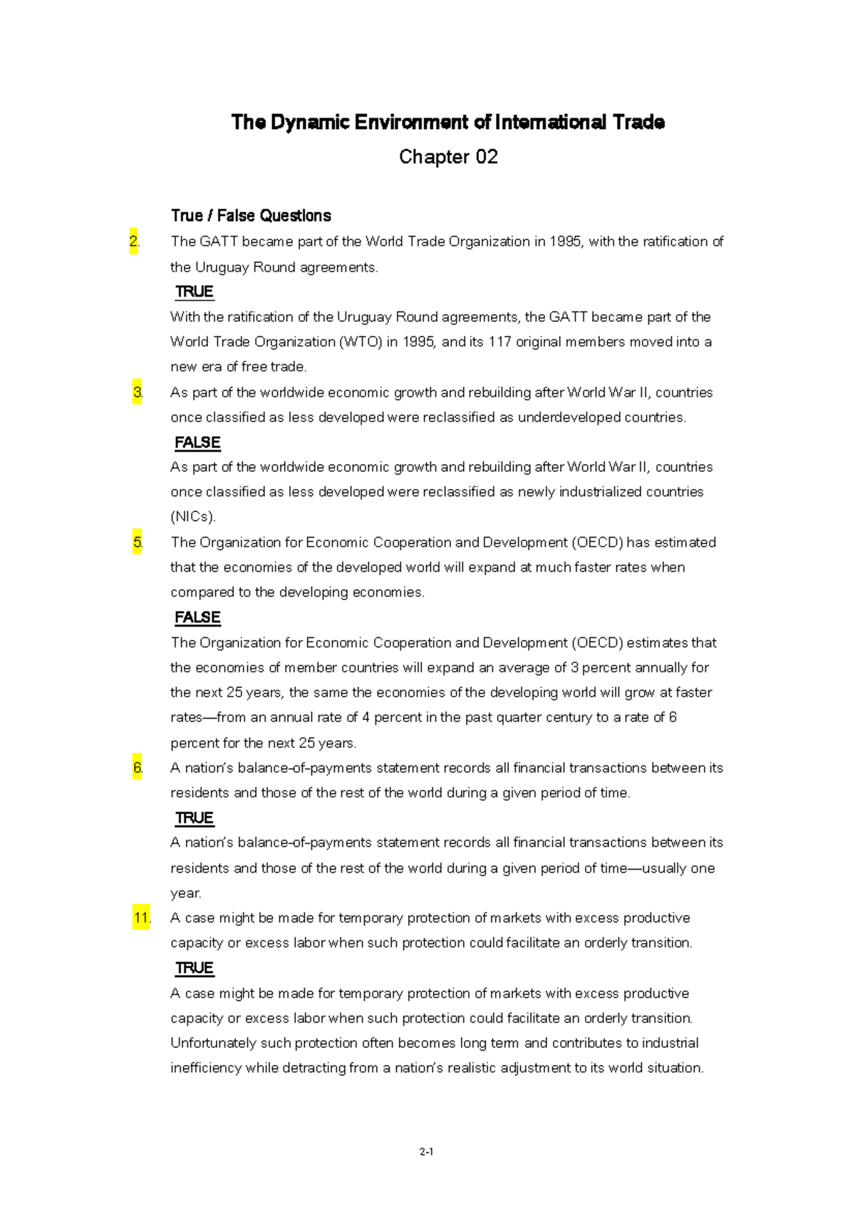 TB Chapter 02 MG Test Bank - True/False & Multiple Choice Answers - Studocu
