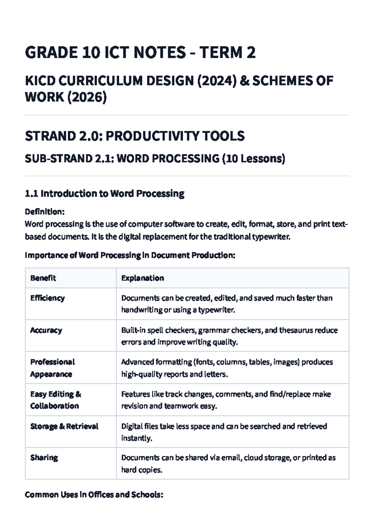 Grade 10 ICT Notes - Term 2: Word Processing & Presentation Skills ...