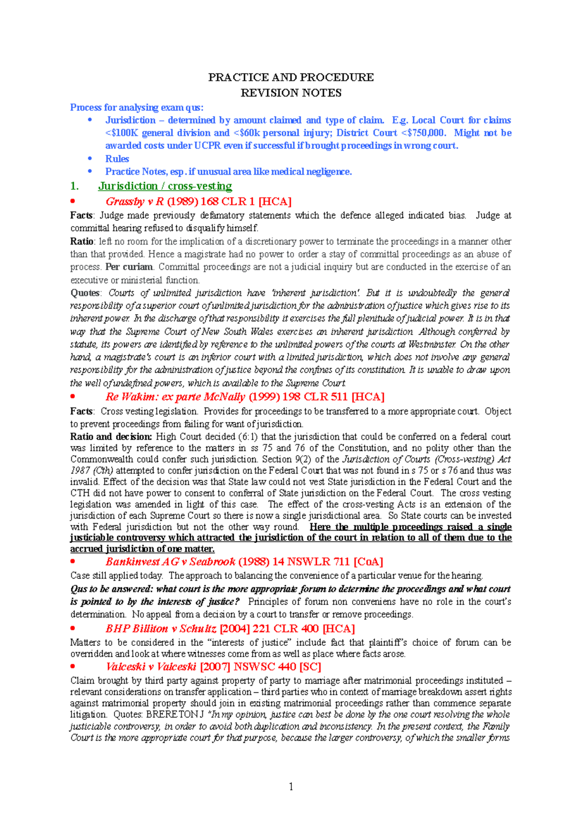 Practice and Procedure Revision Notes (Course Code UCPR) - Studocu