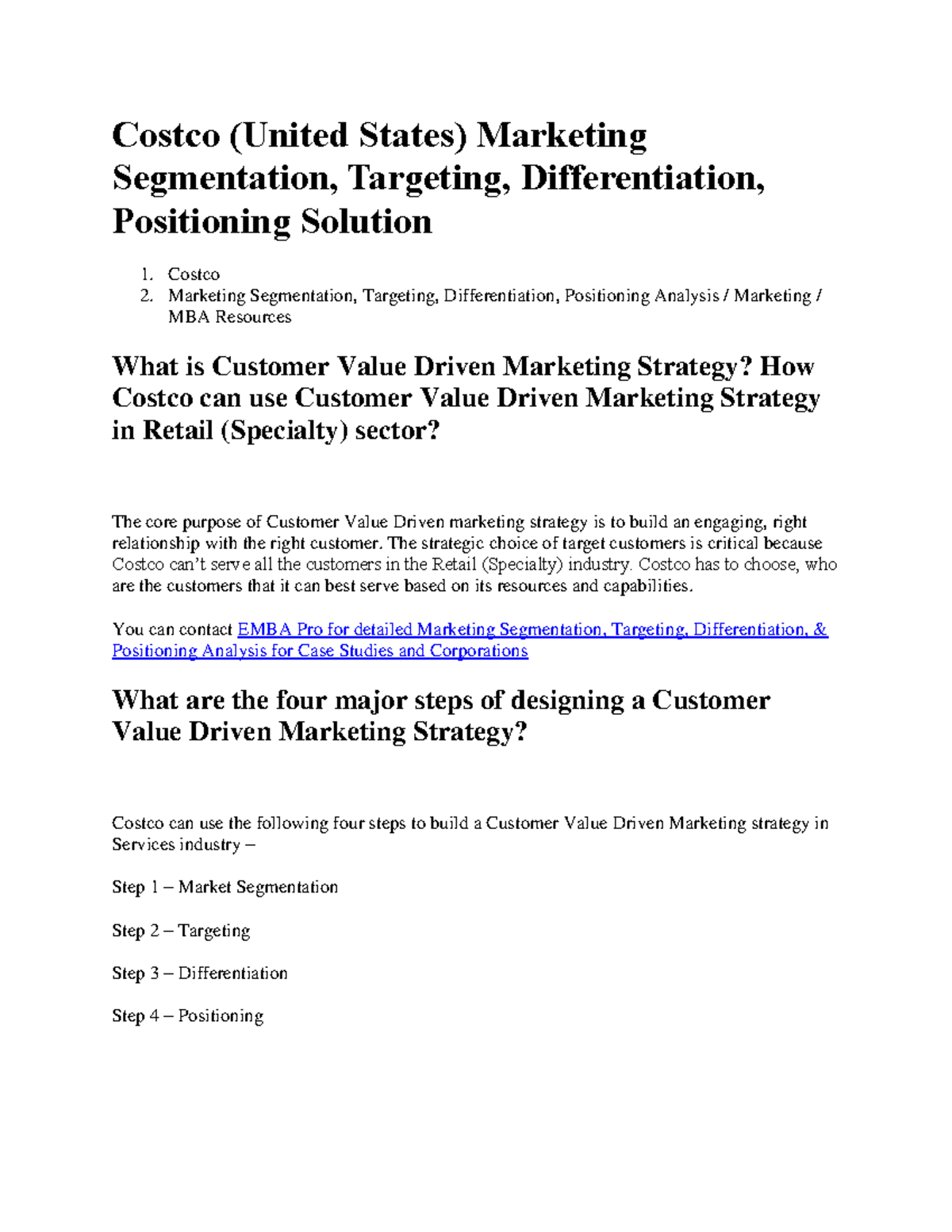 Costco Marketing: Segmentation, Targeting, Differentiation ...