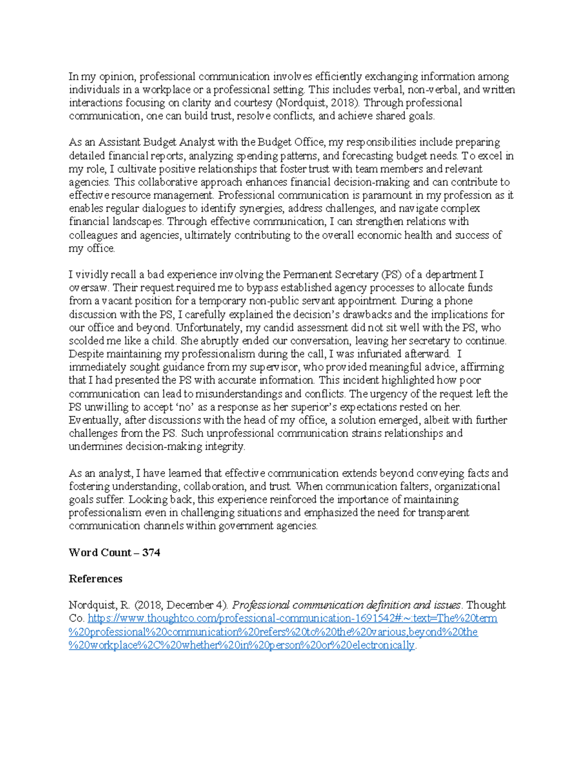Week 1 - The Significance of Professional Communication in the ...
