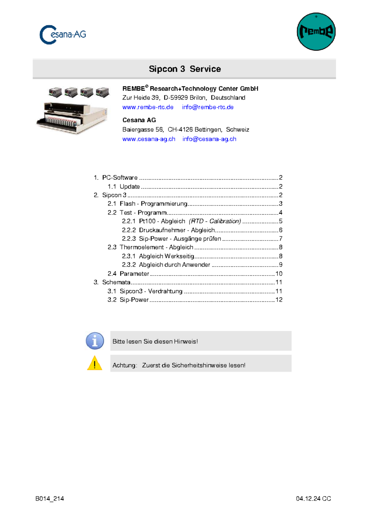 Sipcon 3 Service Manual B014_214: Calibration & Testing Guide - Studocu