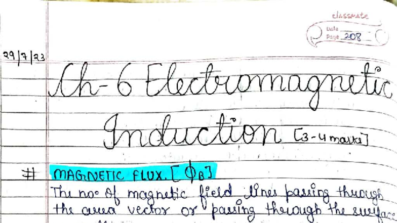 Electromagnetic Induction Notes - Classmate Study Guide - Studocu