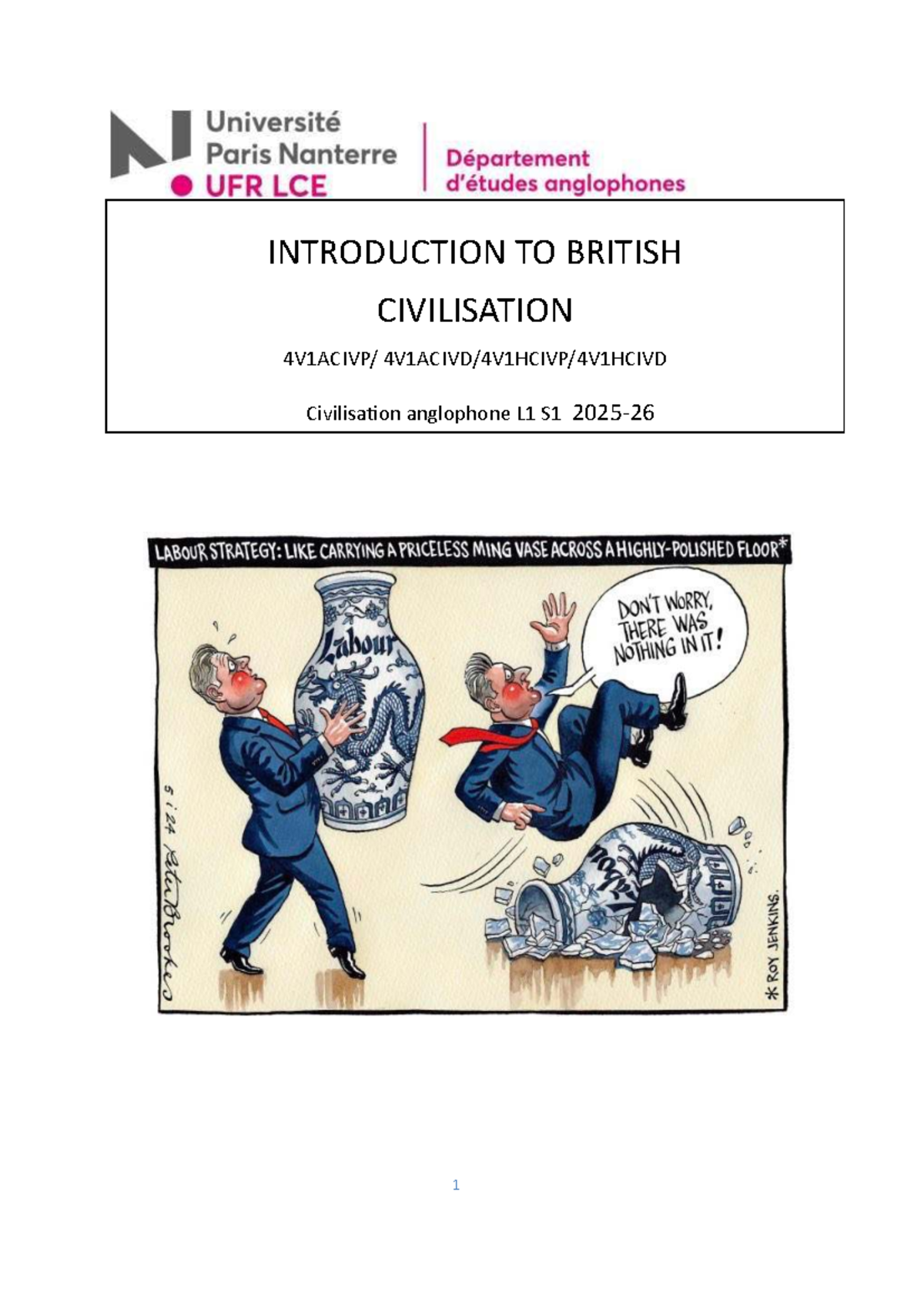 Civi GB L1 S1 - Introduction to British Civilisation Overview - Studocu