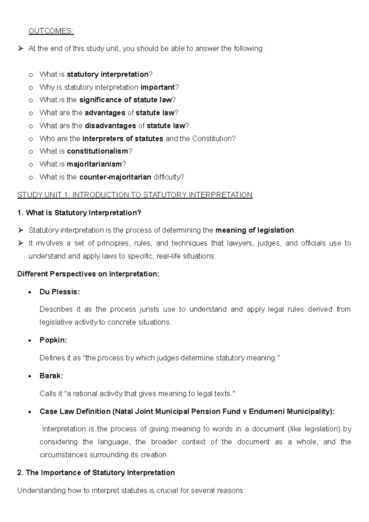 Statutory Interpretation: Key Concepts and Challenges in Law - Studocu