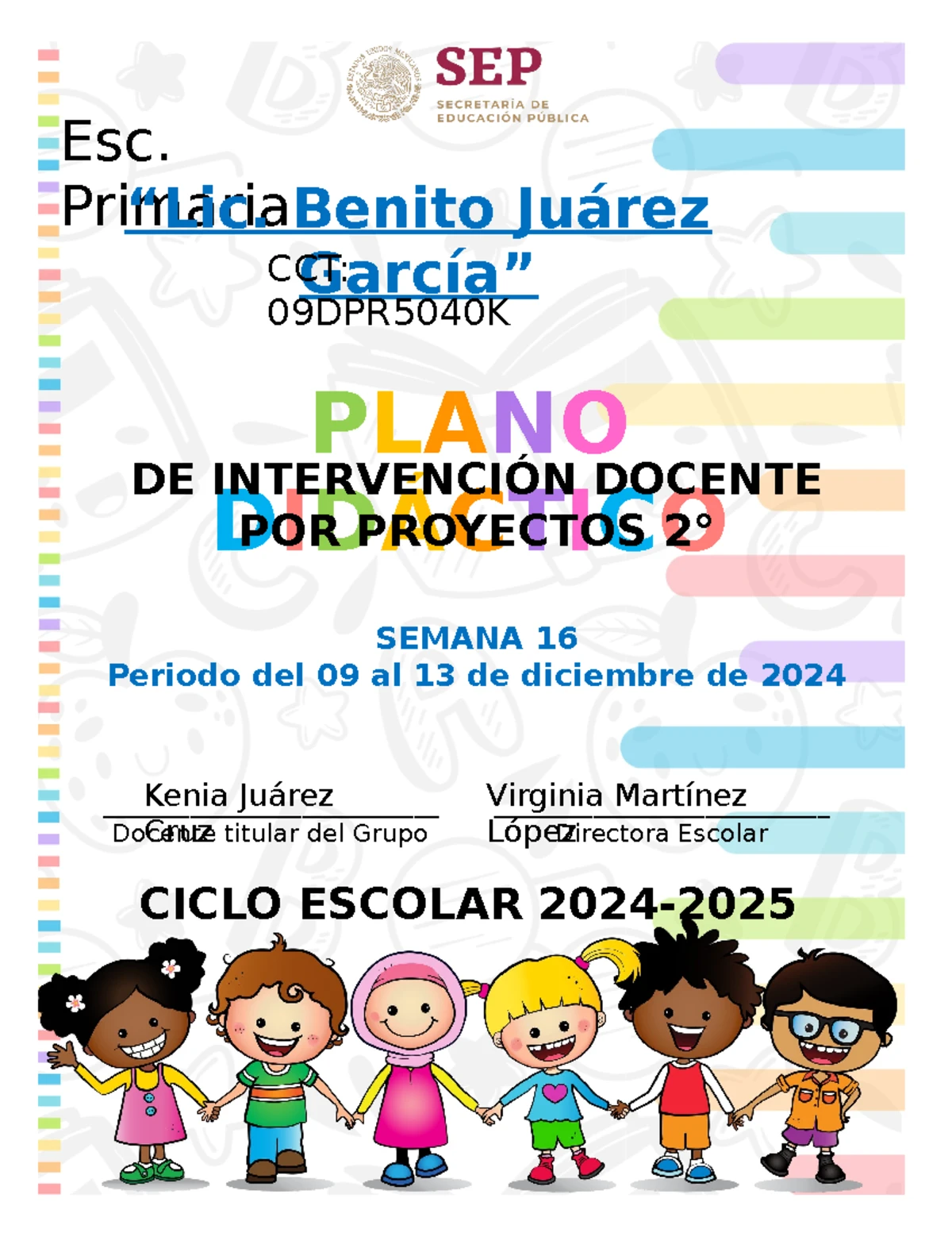 1° SEM16 PLANIFICACIÓN PROYECTOS ESCOLARES 2024 - 2025 - Studocu
