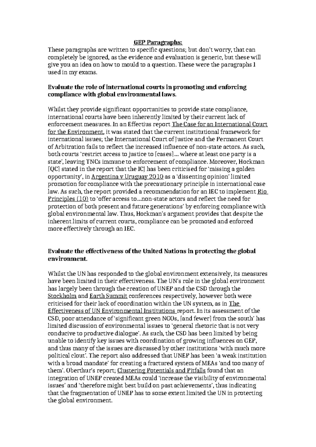GEP Paragraphs - notes - GEP Paragraphs: These paragraphs are written ...