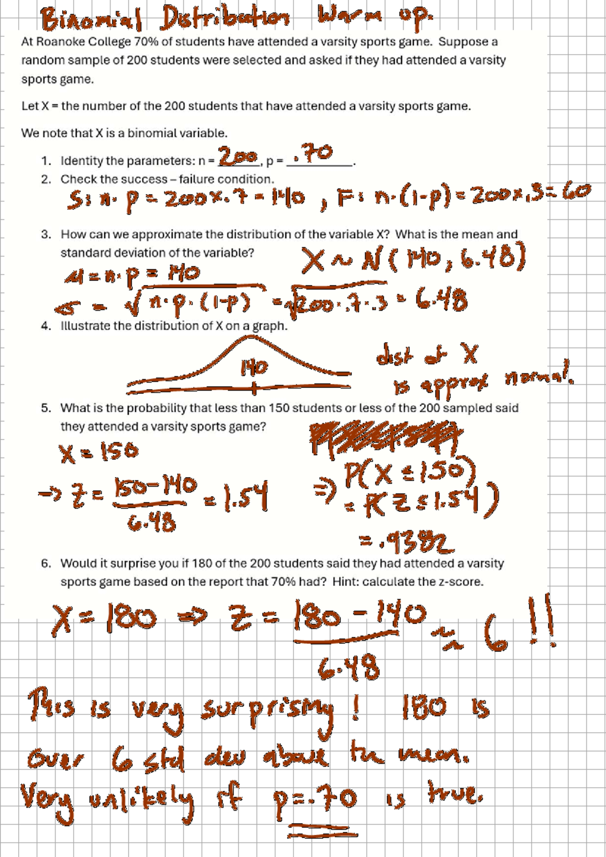 Binomial Distribution Warm-Up: Insights & Key Concepts - Studocu