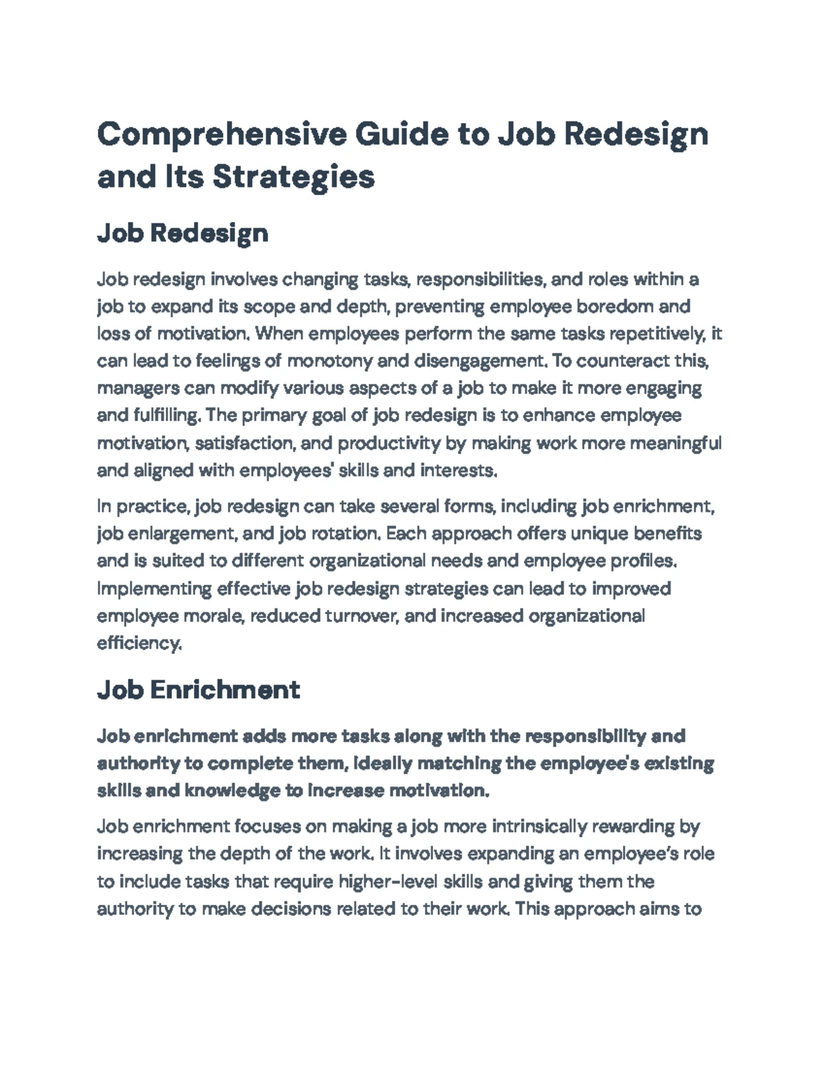 Comprehensive Overview of Reengineering Strategies for Job Optimization ...