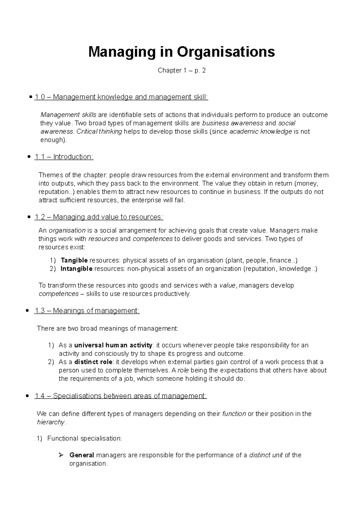 Chapter 1 - Managing in Organisations: Skills, Roles, and Influences ...