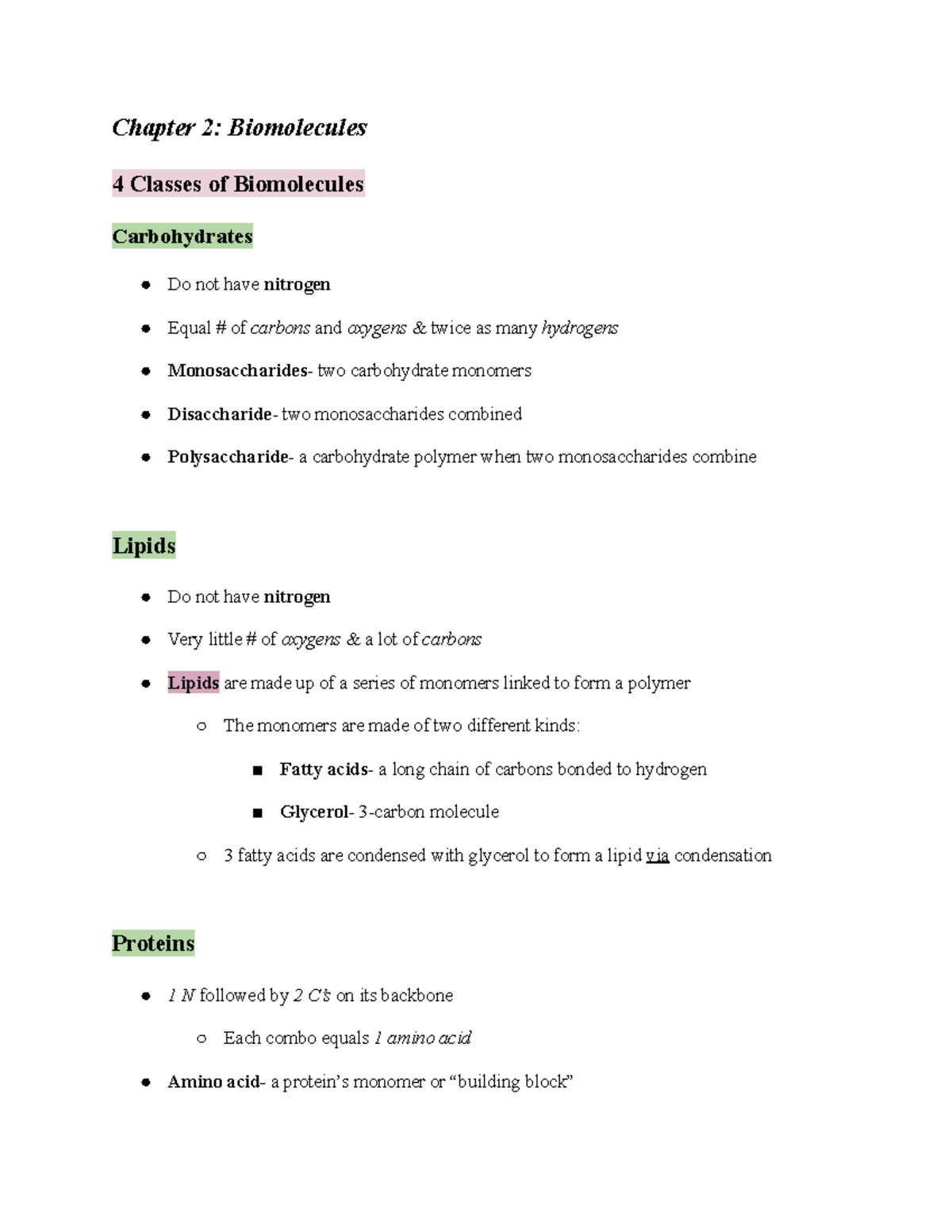 Bio Chapter 2 - Key Concepts of Biomolecules and Their Functions - Studocu