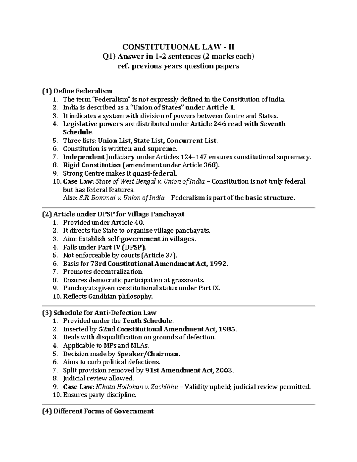 Constitutional Law II: Key Concepts and Case Studies - Studocu