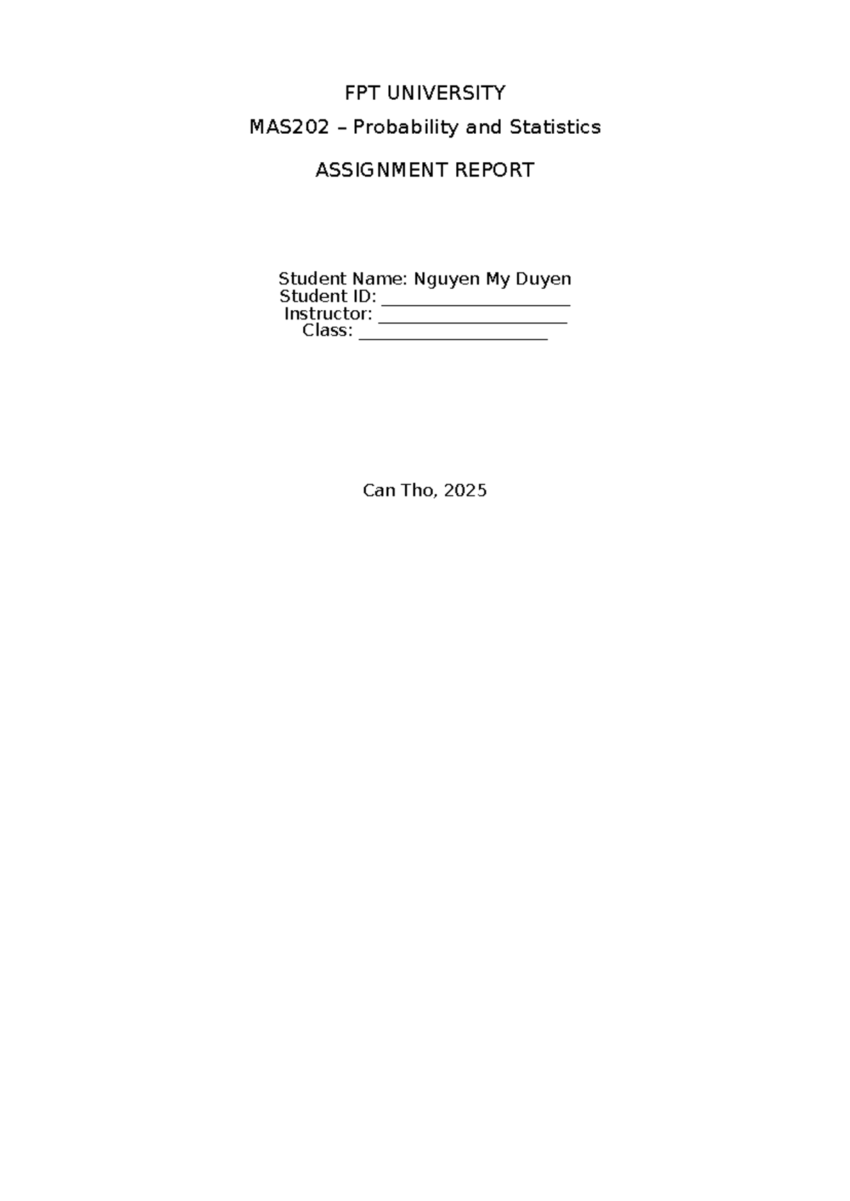 MAS202 Probability and Statistics Assignment Report: Detailed Solutions ...