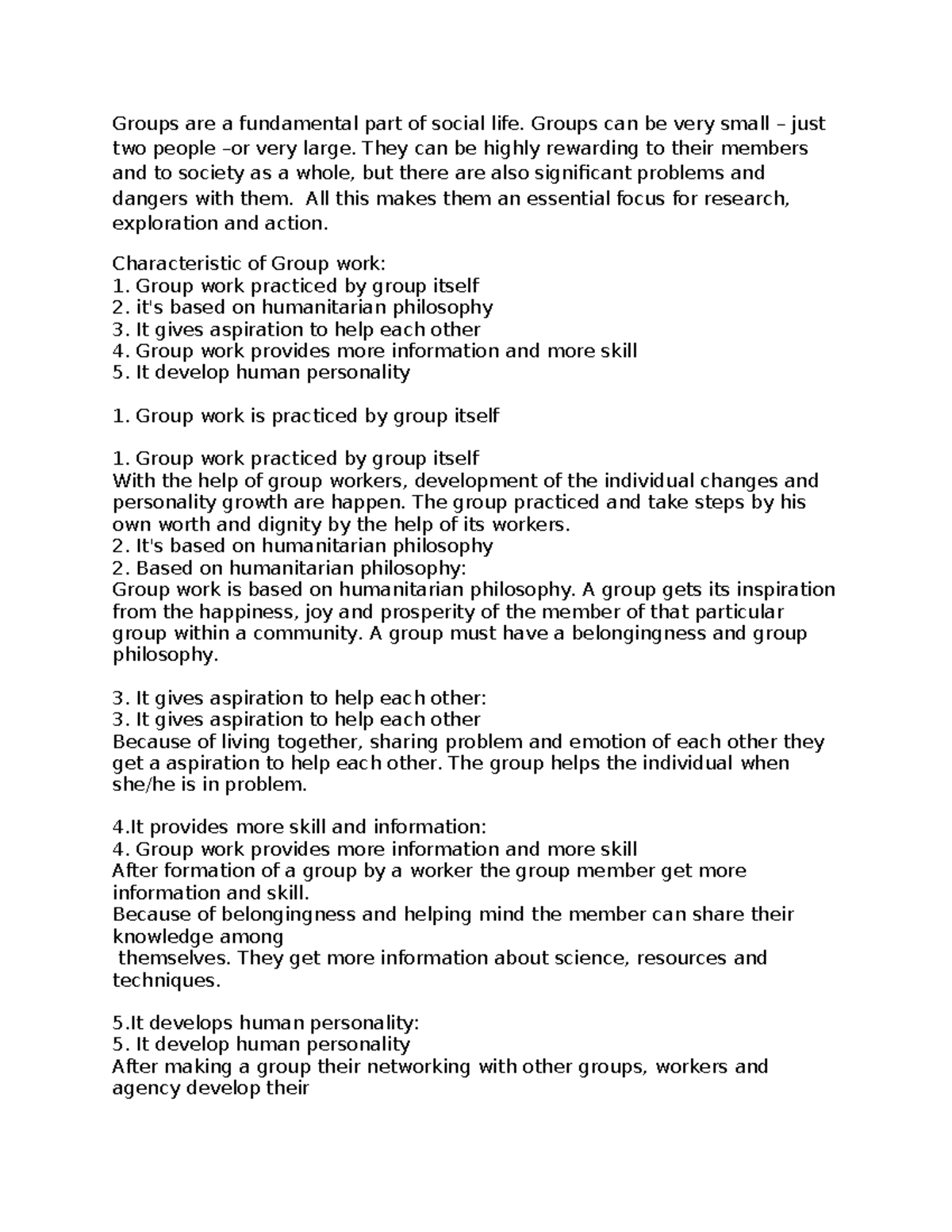 Social Group Work: Understanding Dynamics and Program Planning - Studocu