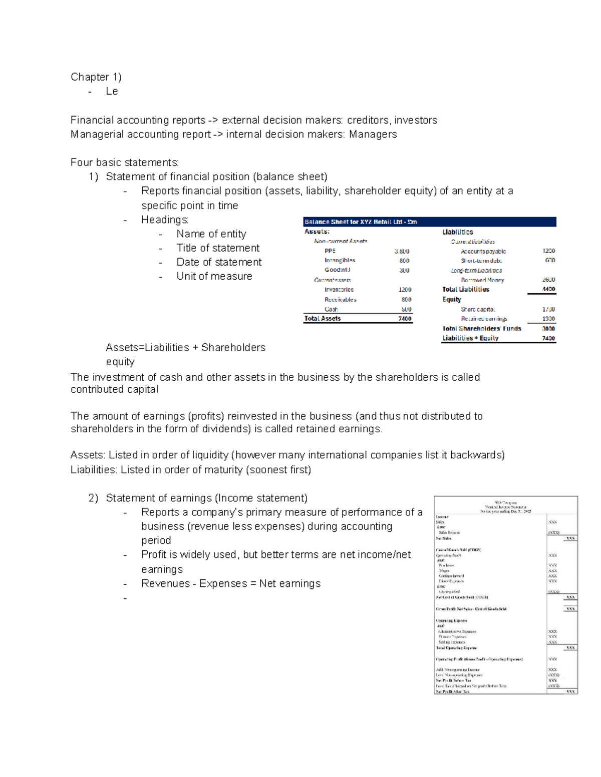BU127 Chapter 1: Financial Accounting Reports Overview - Studocu