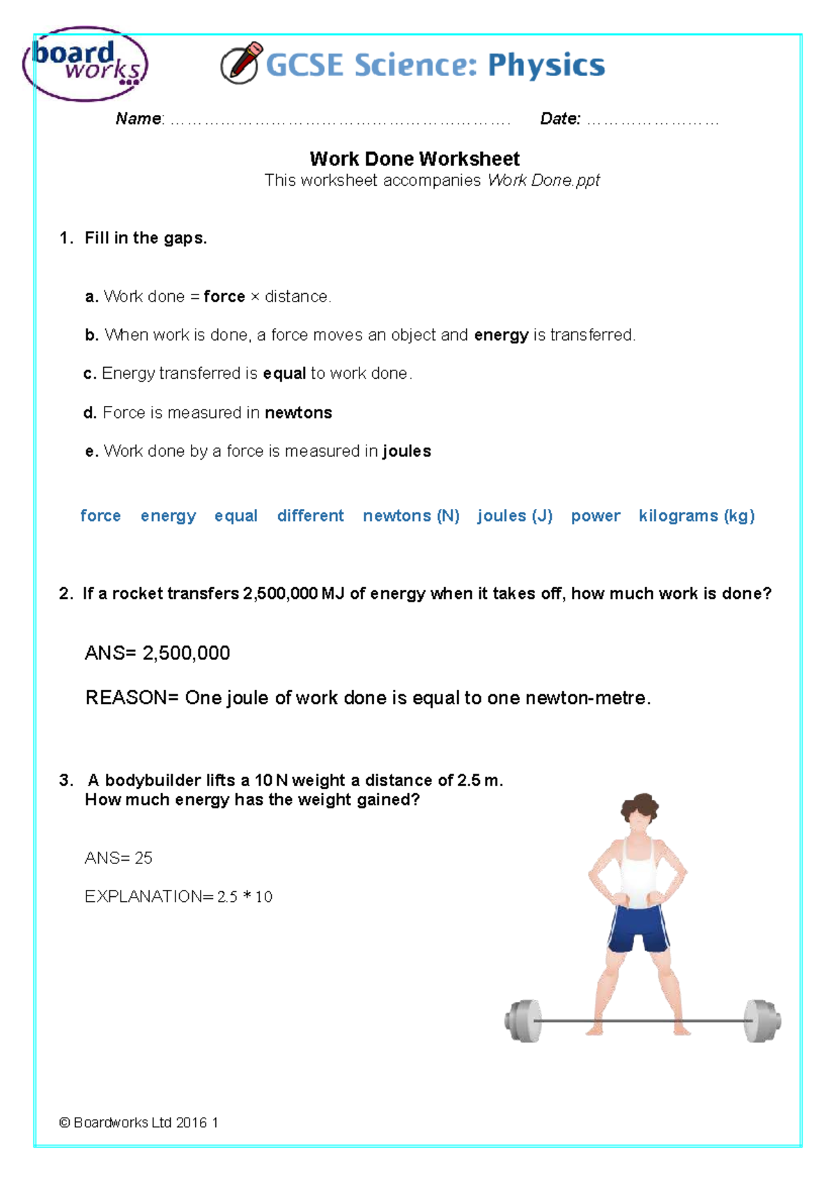 Work Done Practice Questions Worksheet - Studocu