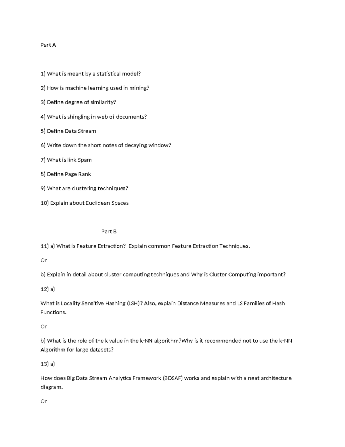 BDMA - Model Exam Final set - Part A What is meant by a statistical ...