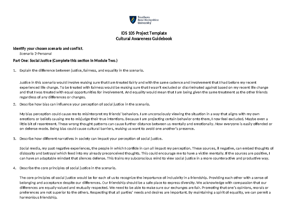 IDS 105 Project Template - IDS 105 Project Template Cultural Awareness ...