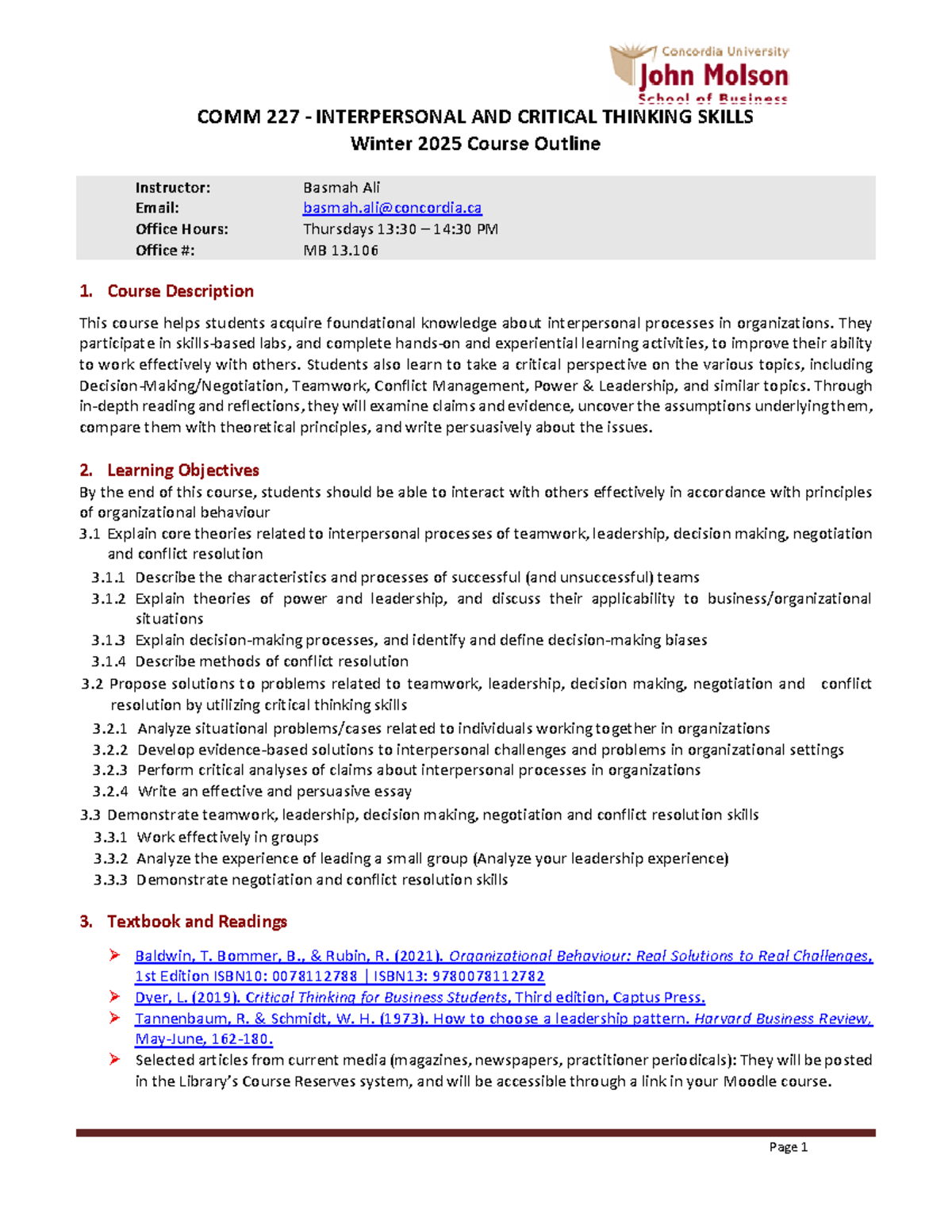 COMM 227 - Winter 2025 Course Outline on Interpersonal Skills - Studocu