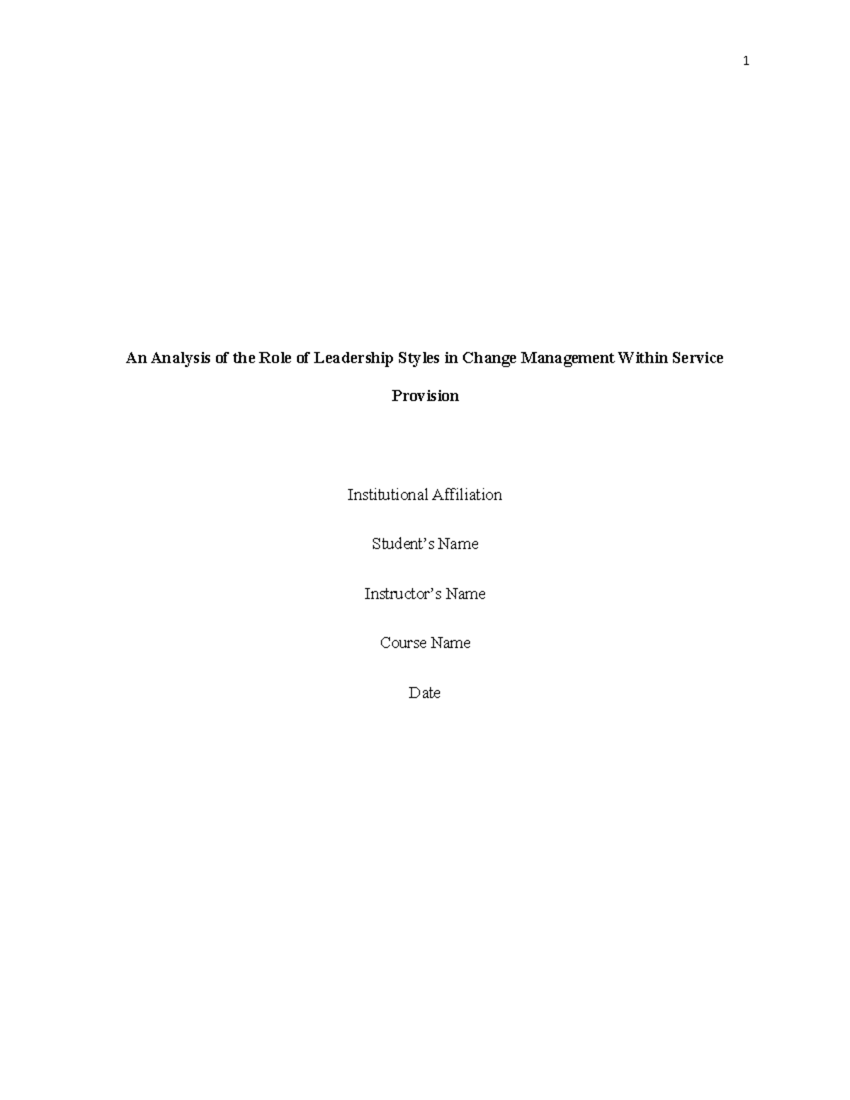 NMS11189 Leadership Styles in Change Management Analysis - Studocu