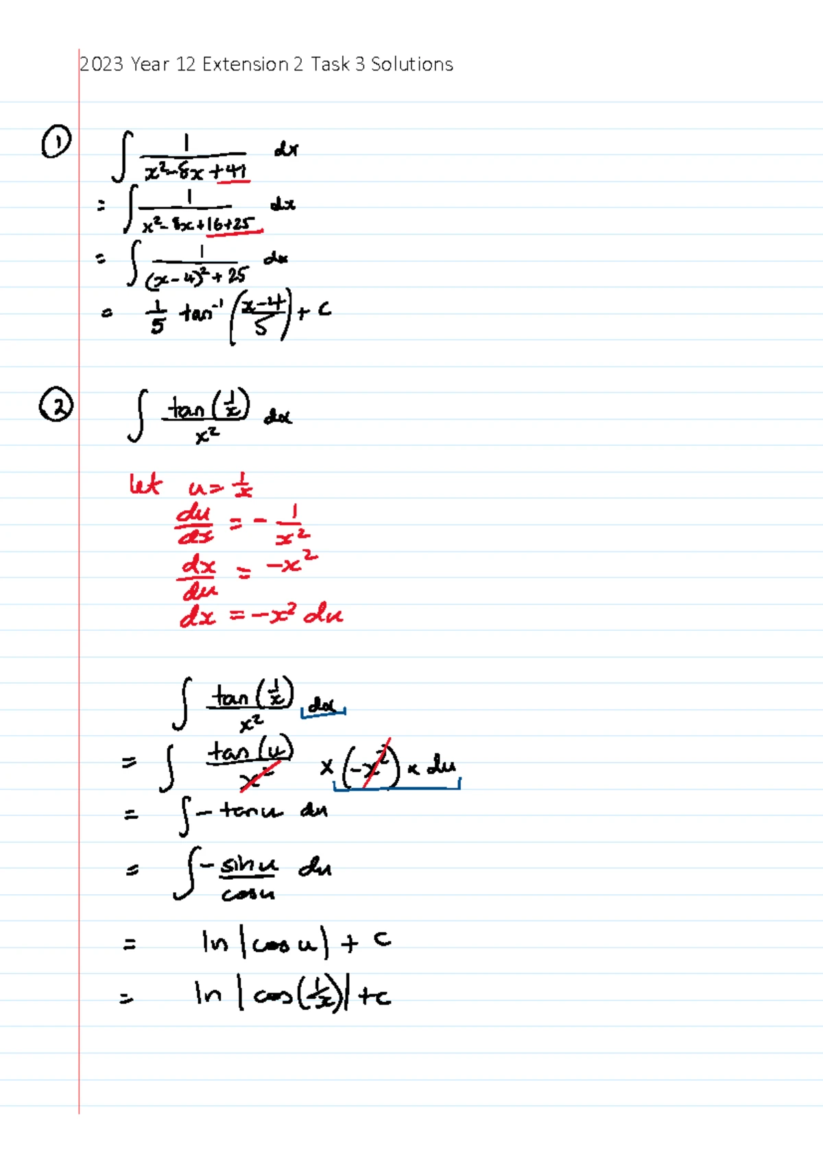 Ascham School 2024 Year 12 Trial Mathematics Extension 2 Exam Solutions ...