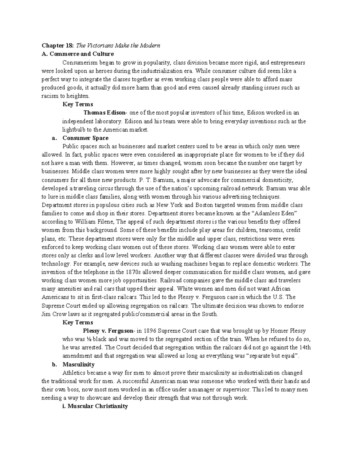 Apush Chapter 18- Chapter 18: The Victorians Make the Modern A ...