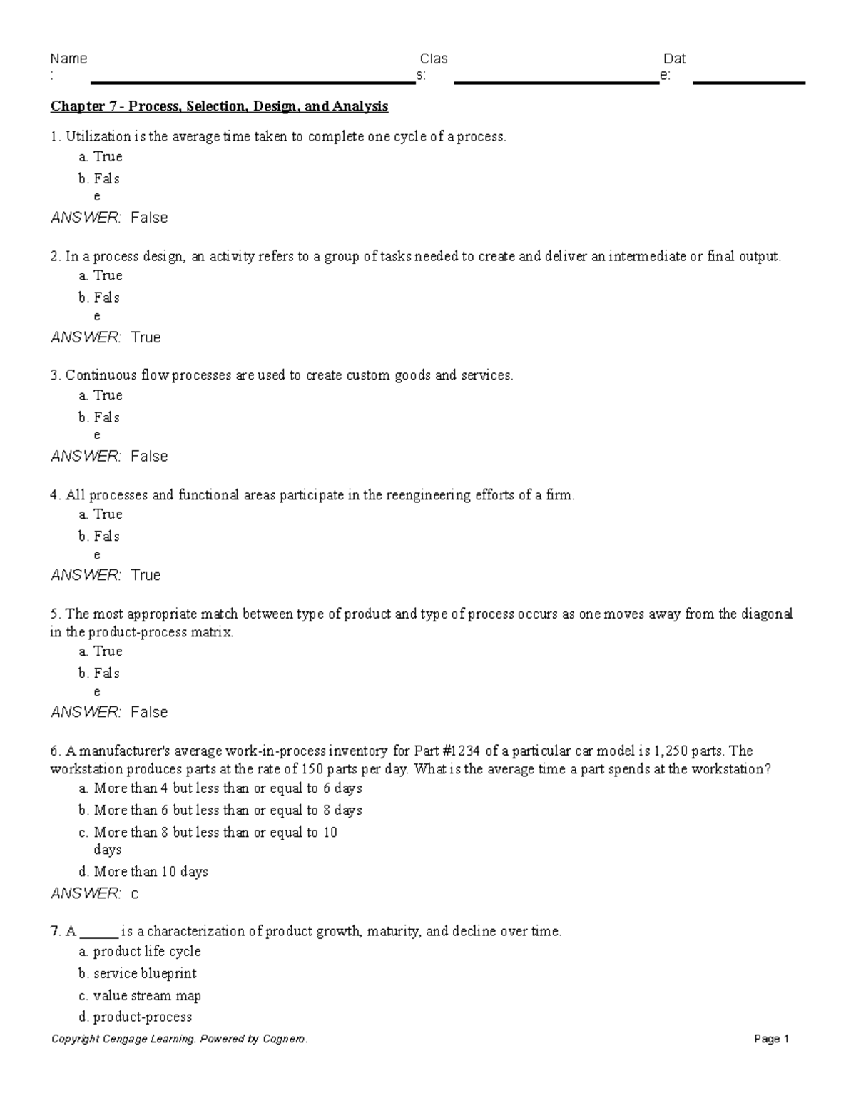 Chapter 7 - Process Selection, Design, and Analysis Overview - Studocu