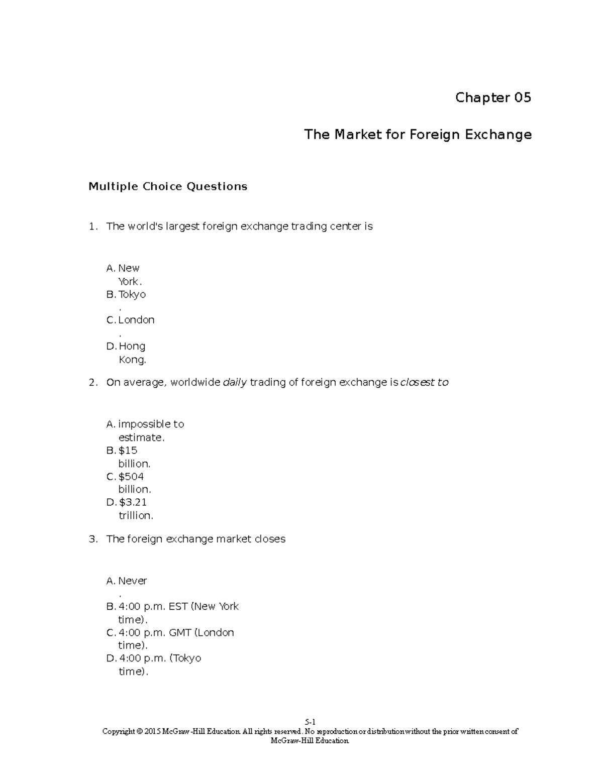 TB Chapter 05: Understanding the Foreign Exchange Market and Quiz ...