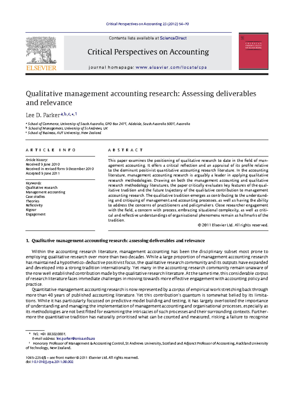 Qualitative Management Accounting Research: Insights and Future ...