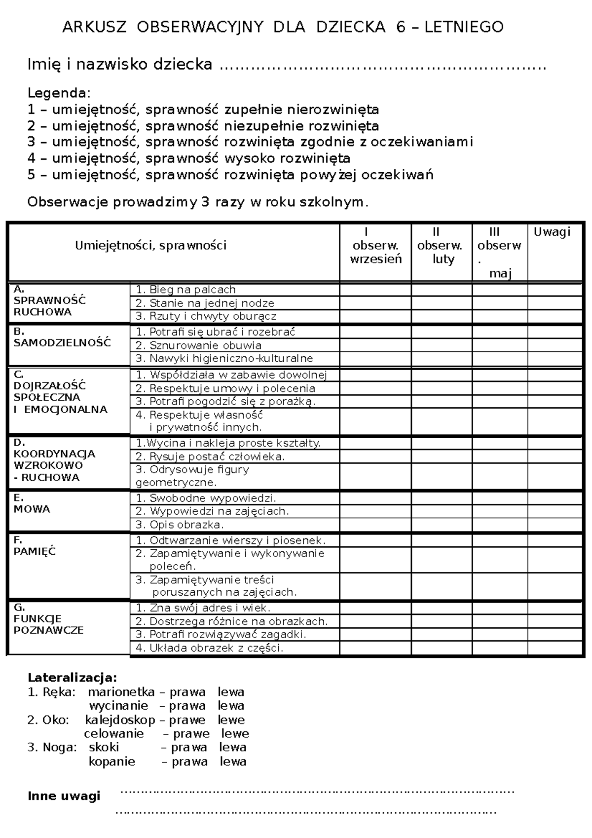 arkusz-obserwacji-dla-dziecka-w-wieku-6-lat-zbieranie-danych-studocu