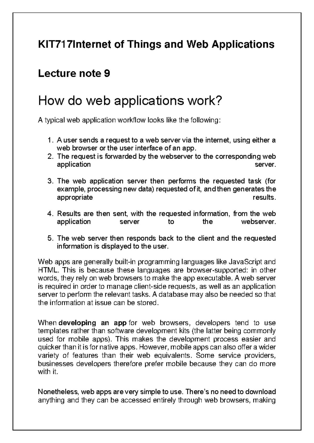 KIT717 Internet of Things and Web Applications lecture note 9 How do ...