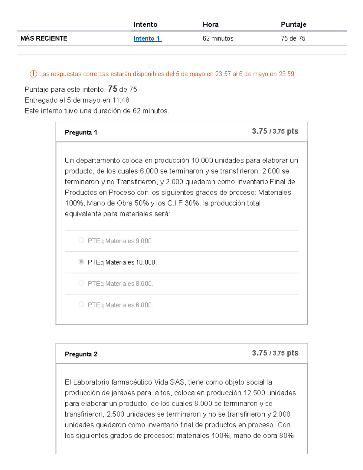 Examen Semana 4 - Costos y Presupuestos (Segundo Bloque) - Studocu