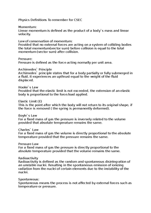 CAPE Physics MCQ Answer Key - 1 CAPE Physics Answer Key Unit 1 ...