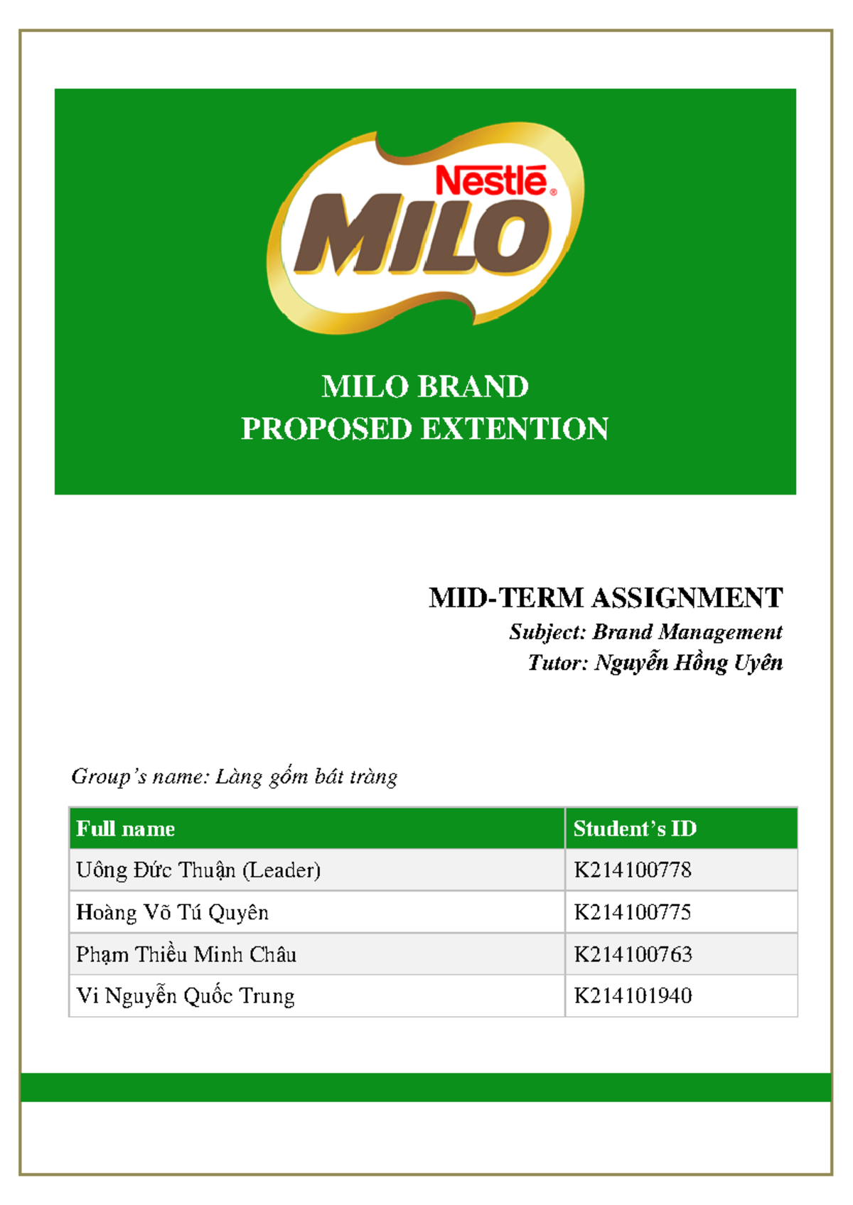 MILO-Brand-Expansion-Proposal-Group-LGBT-MIDTERM-Brand-Management - Studocu