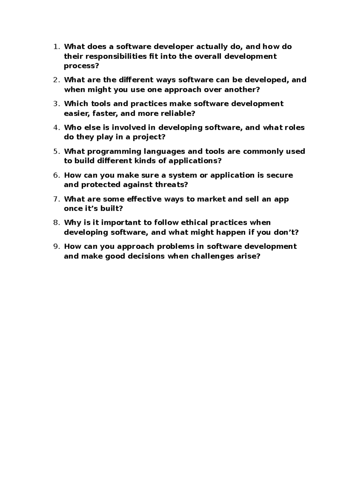 Chapter 11 Questions - Software Development Insights - Studocu