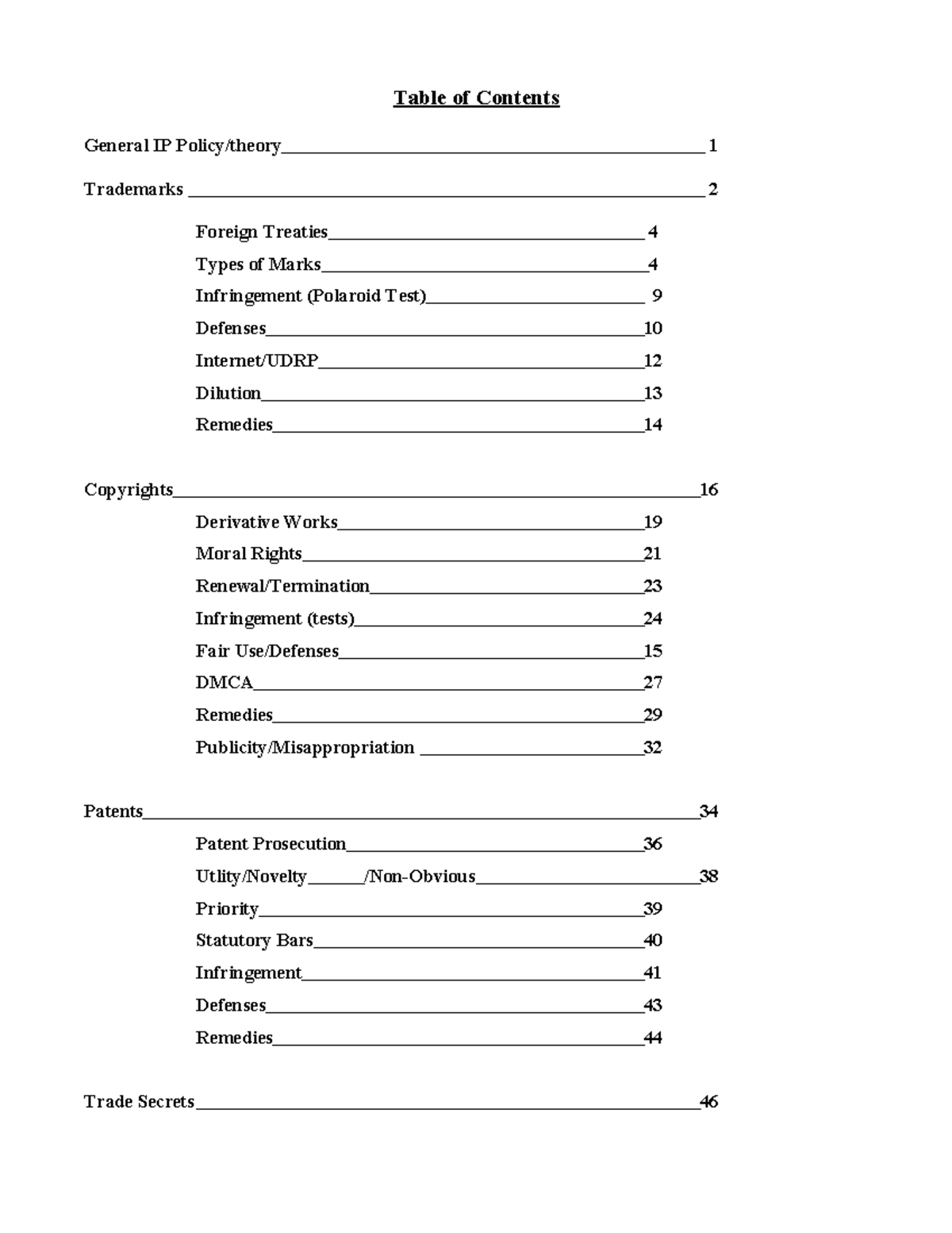IP OL 3 - Comprehensive Outline for IP Final Exam Preparation - Studocu