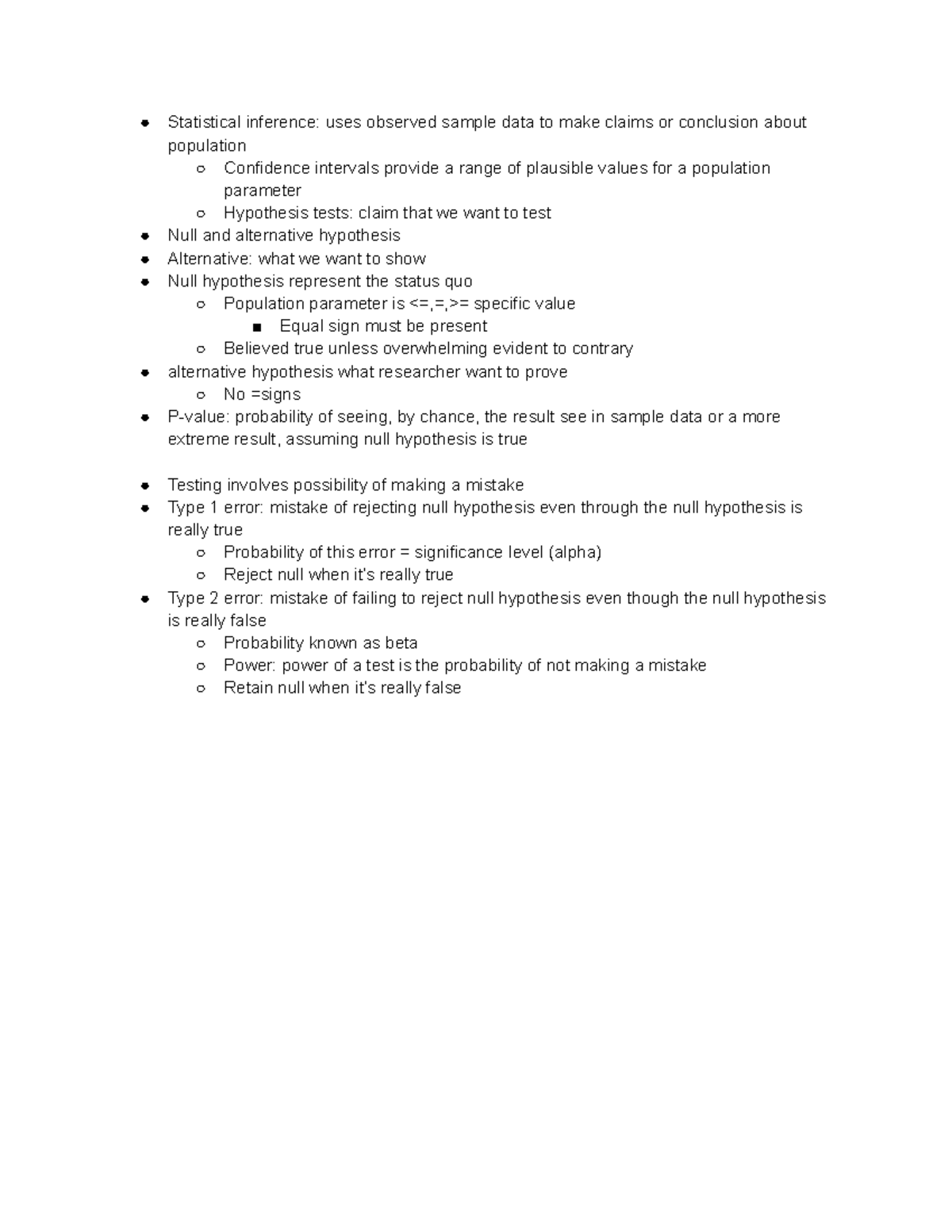Stats Week 7 - Explains hypotheses and statistical errors ...
