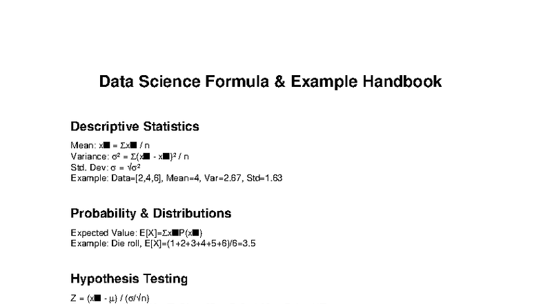 Data Science Formula Handbook - Data Science Formula & Example Handbook ...
