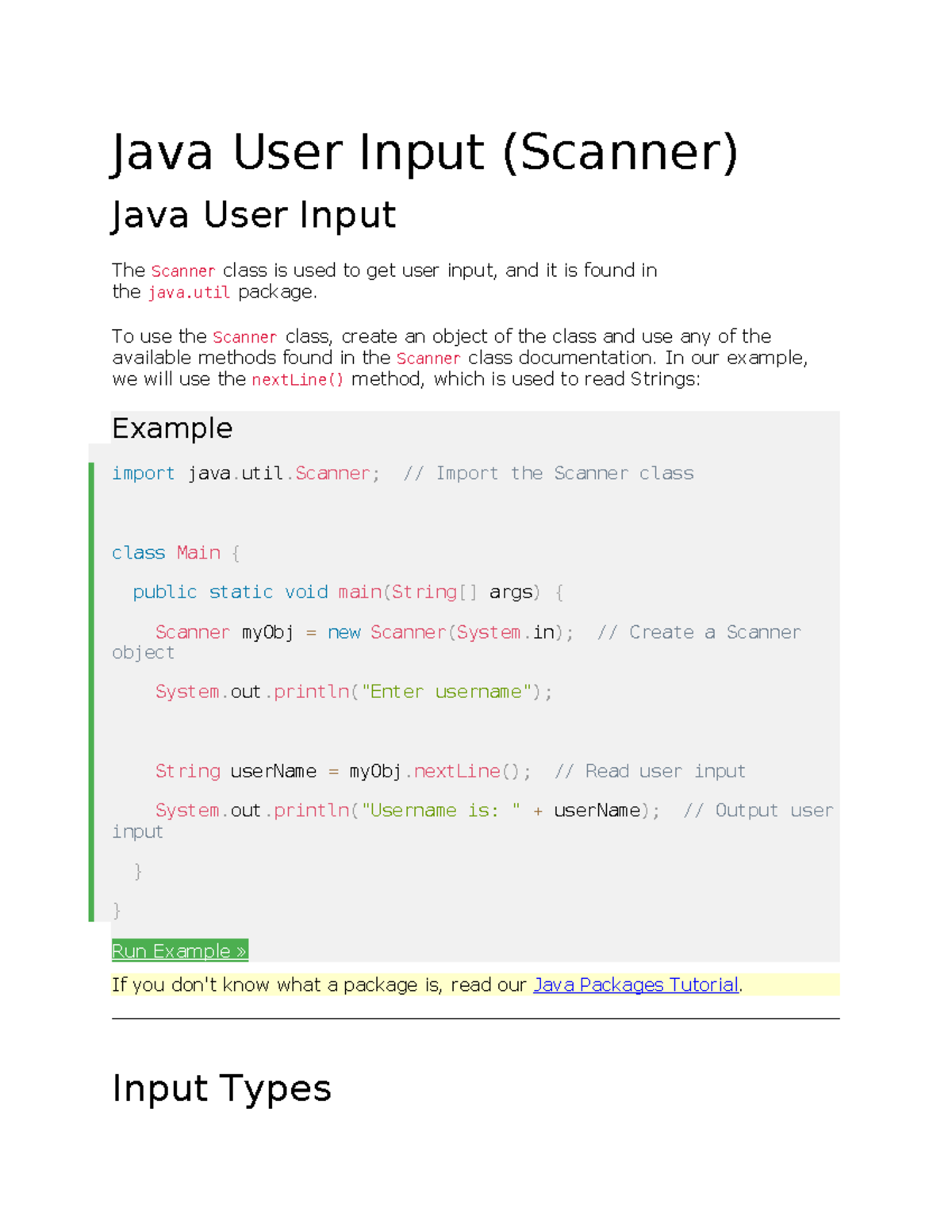 Java User Input Scanner - Java User Input (Scanner) Java User Input The ...