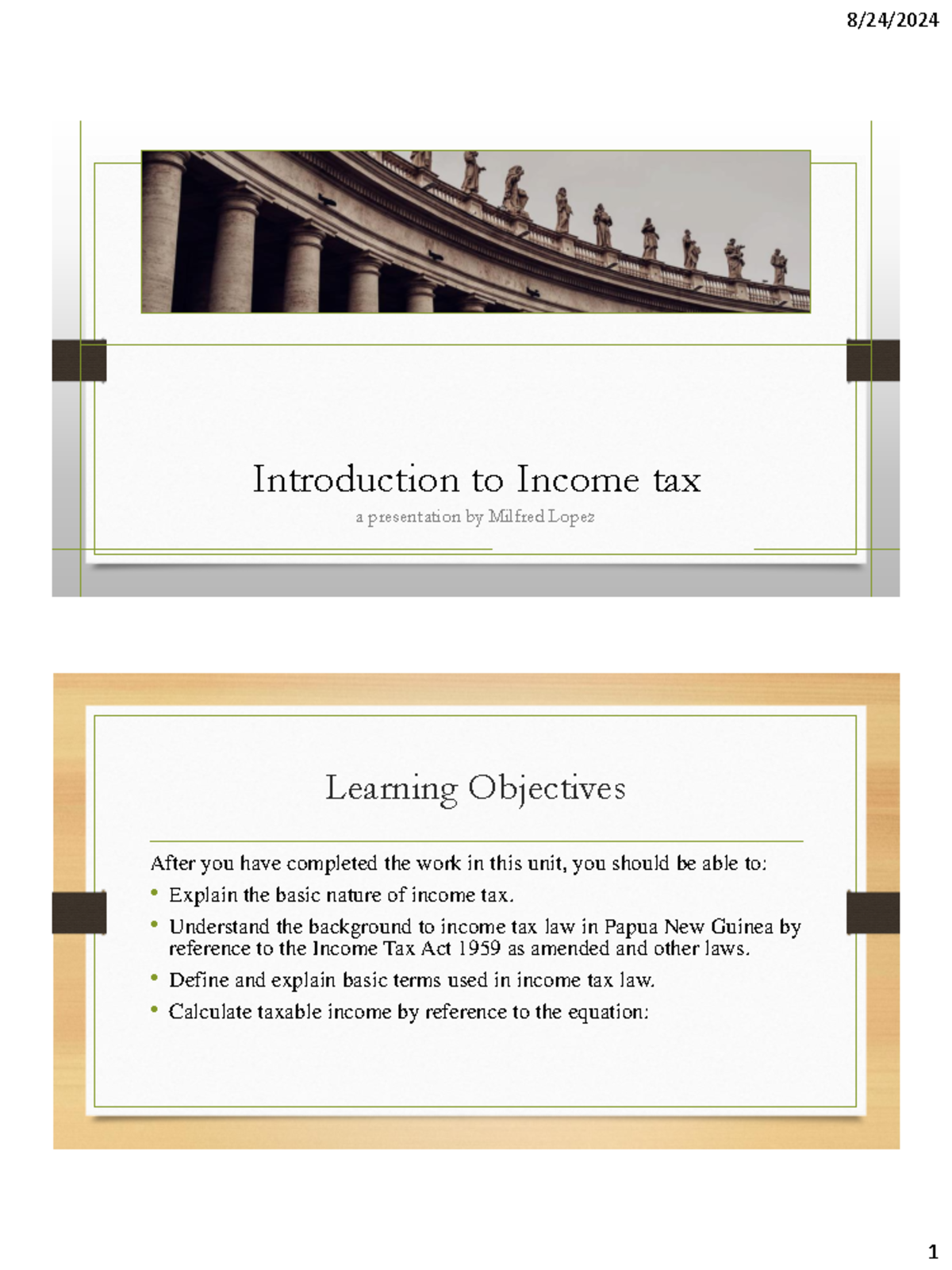 Introduction to Income Tax: Key Concepts and Legislation Overview - Studocu