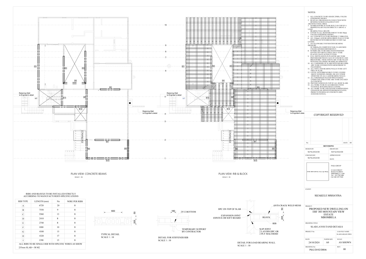 RIB Block Installation Details and Retaining Wall Specifications - Studocu